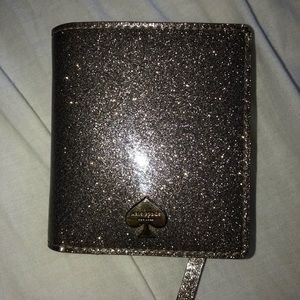 Kate Spade Silver Glitter Small Bi-Fold Wallet